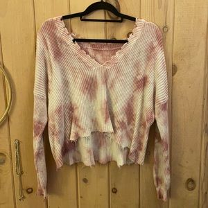 Distressed tie dye sweater